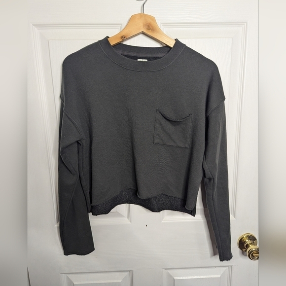 aerie Tops - Aerie Womens Sweatshirt Size XS Gray Cropped Long Sleeve Crewneck Top
